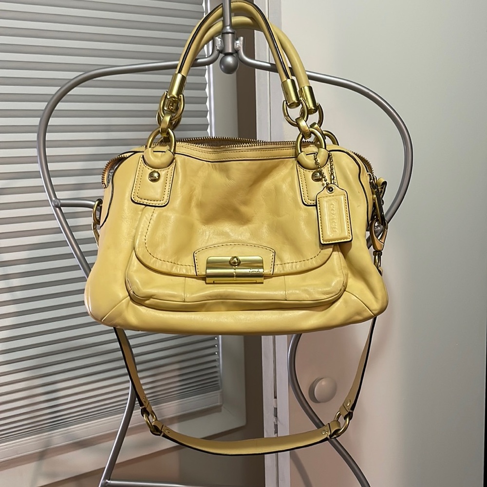 Coach yellow leather purse